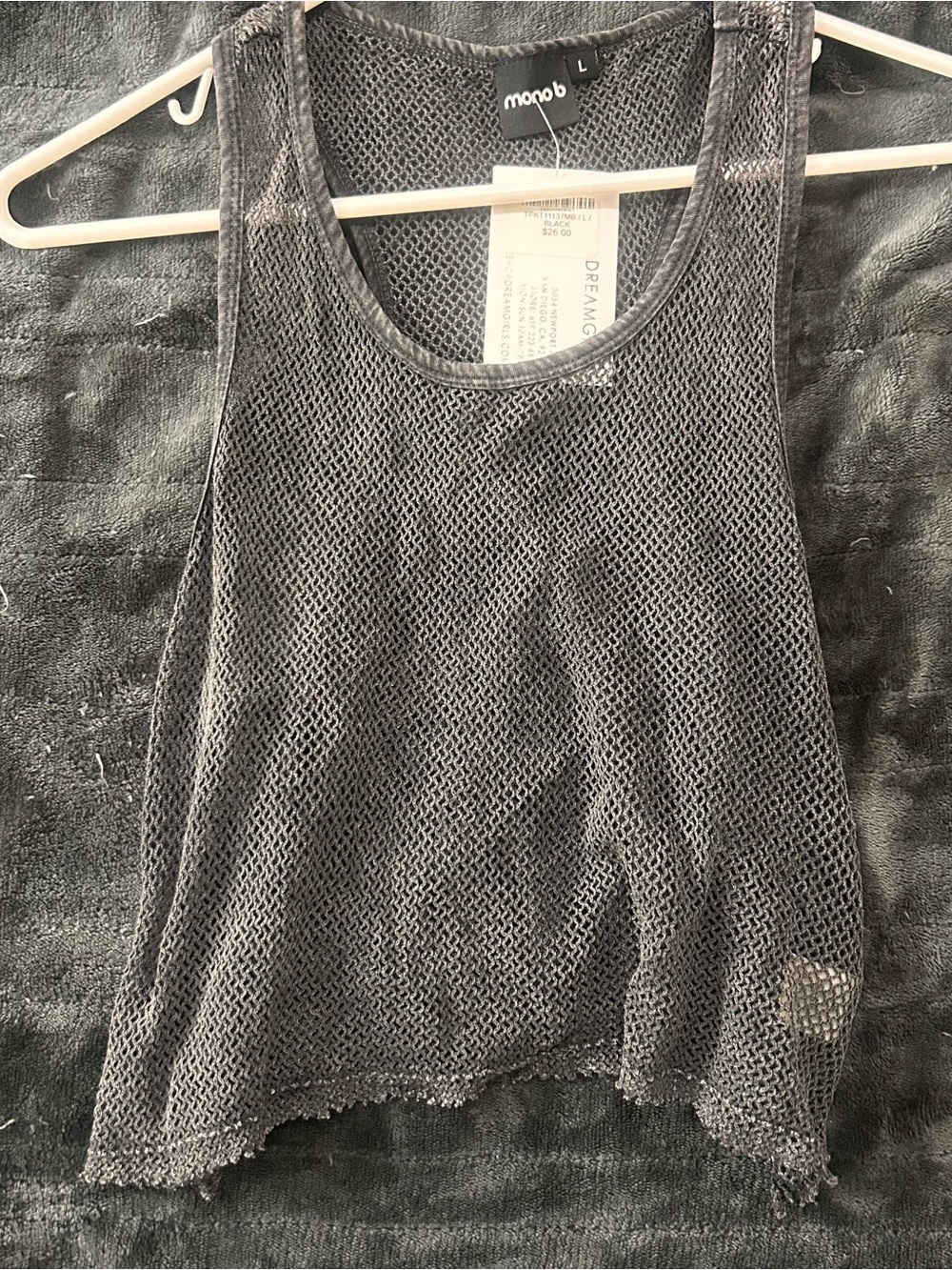 Mono B Charcoal Mesh Tank Top